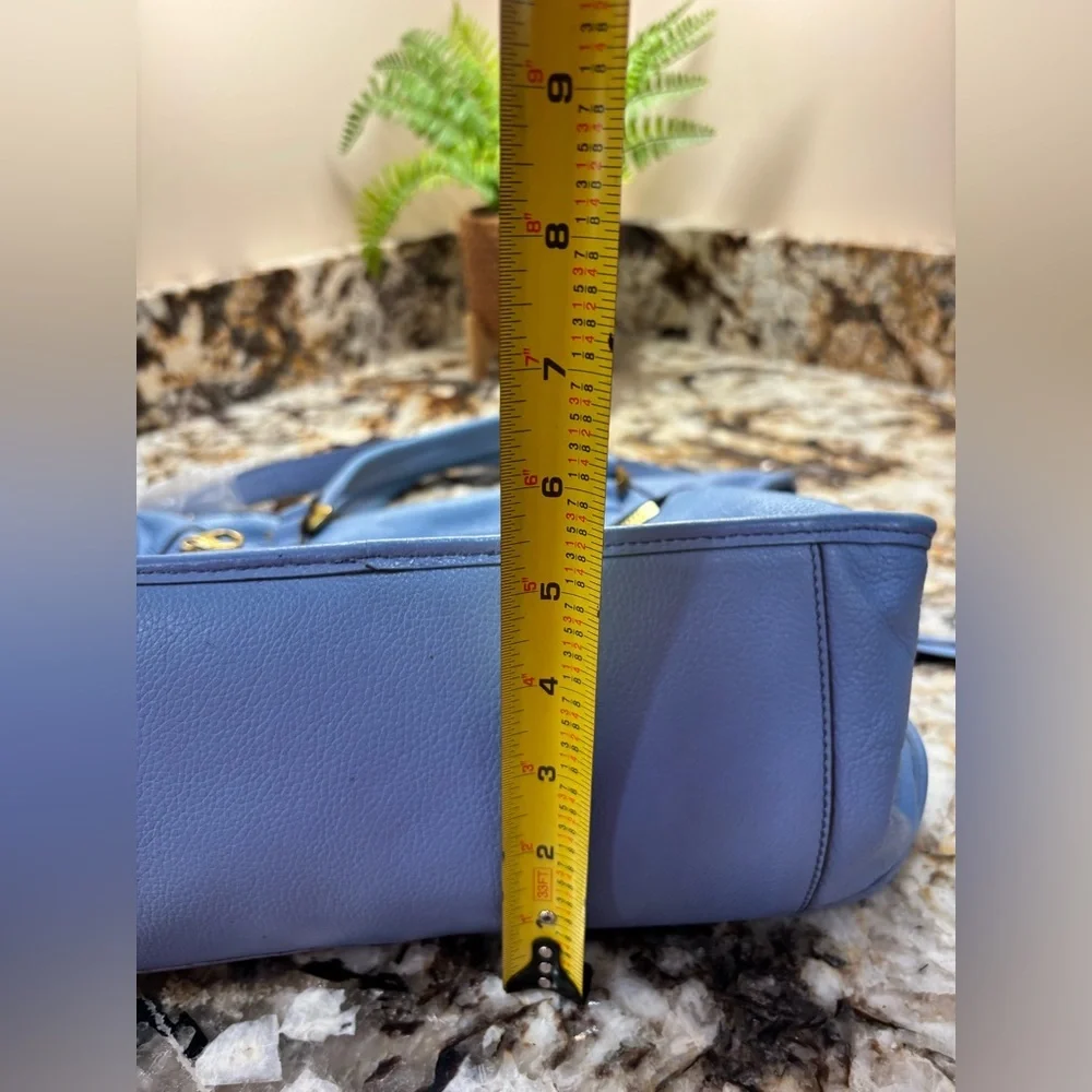 orYANY Sky Blue Leather Satchel with Gold Accents NEW!